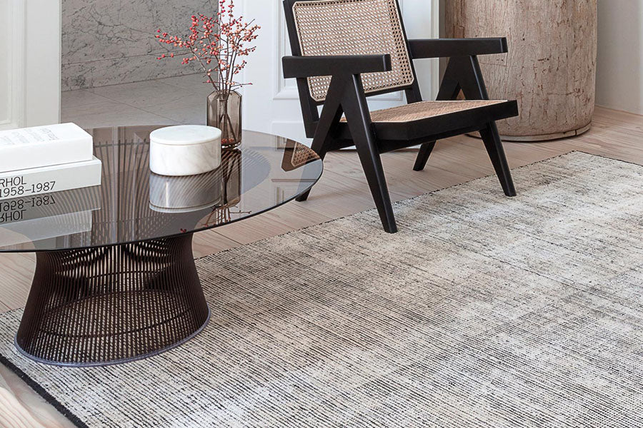Oat Hand Woven Rug by Ligne Pure, showing oat hand woven rug in live shot.