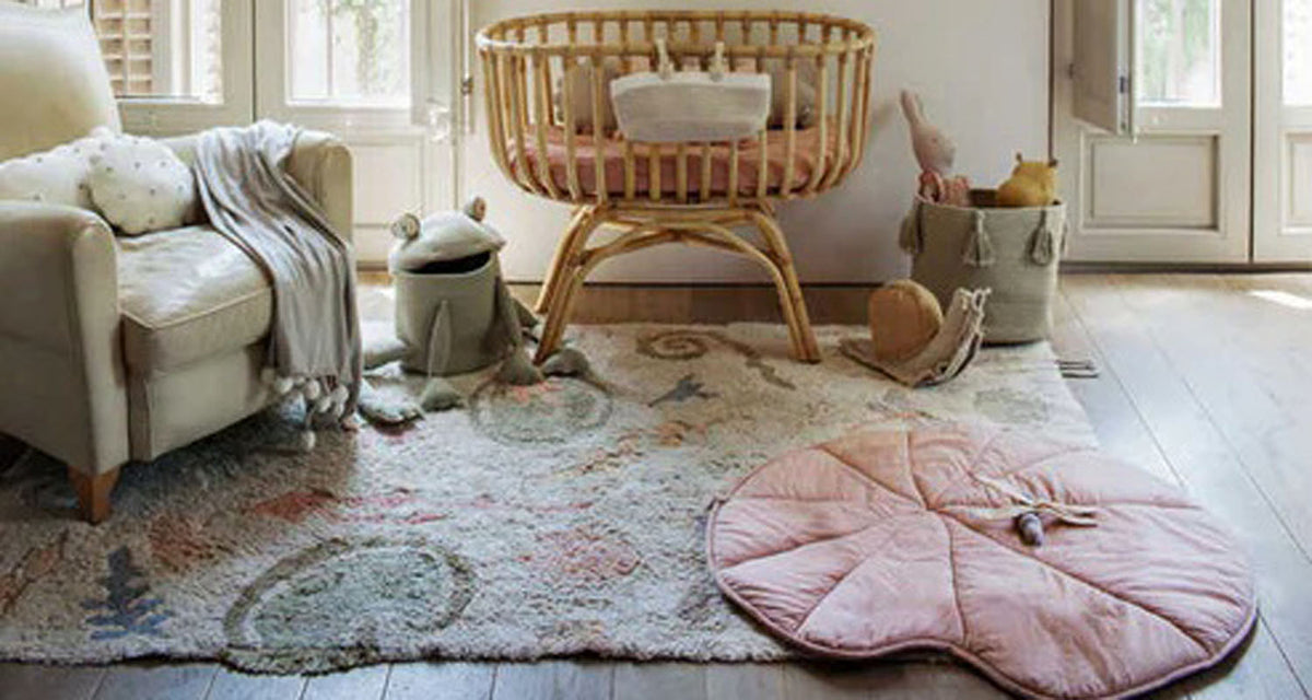 Lily Pond Washable Play Rug by Lorena Canals, showing lily pond washable play rug in live shot.
