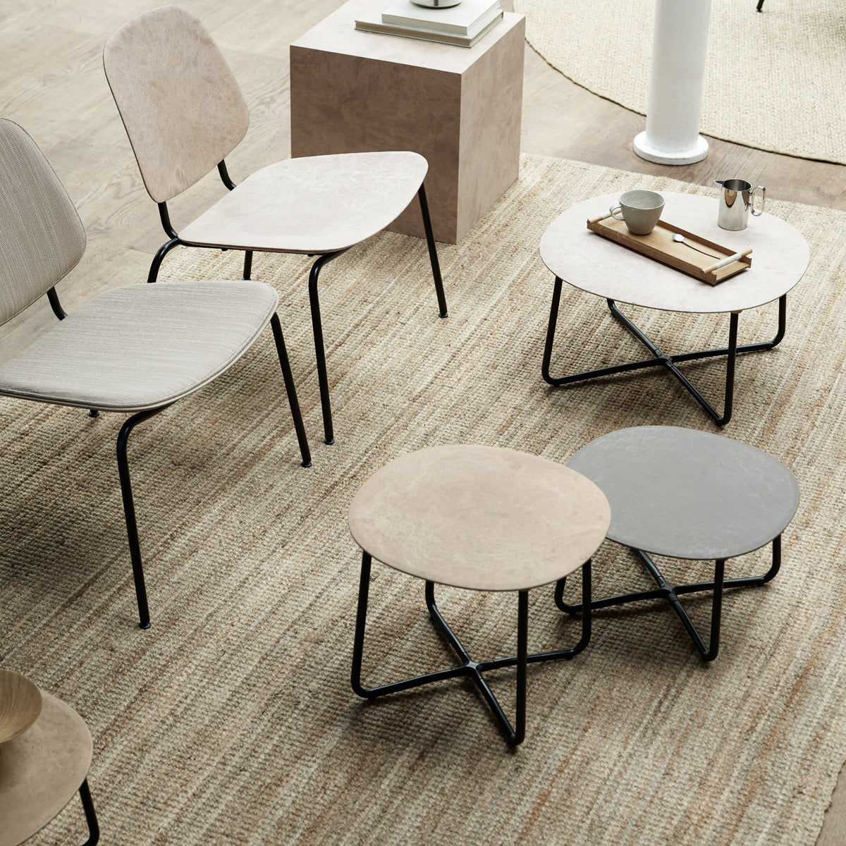 Lily Side Table by Mater, showing lily side tables in live shot.
