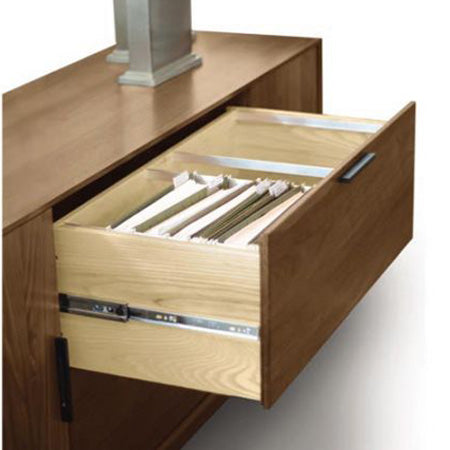 Linear Credenza by Copeland Furniture, showing closeup view of linear credenza.