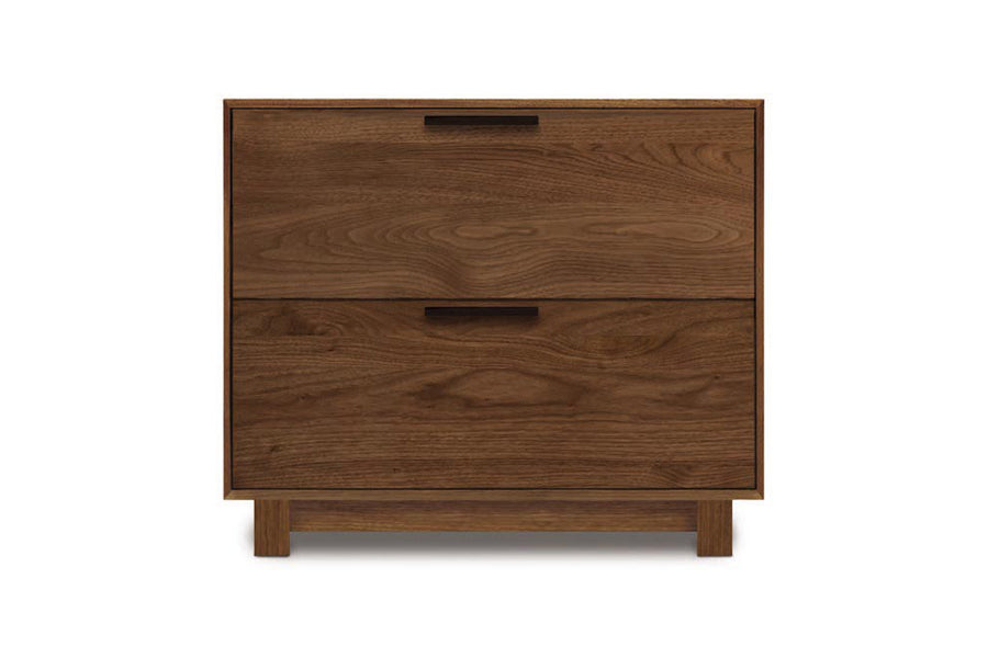 Linear Office File Storage by Copeland Furniture, showing front view of linear office file storage in large file storage/natural walnut.