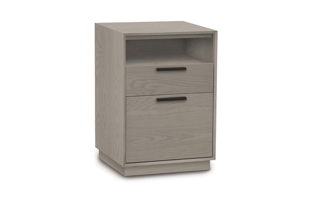 Linear Office File Storage by Copeland Furniture - Narrow Rolling File Storage with Cubby, Weathered Oak.