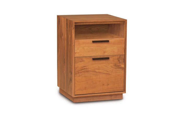 Linear Office File Storage by Copeland Furniture - Narrow Rolling File Storage with Cubby, Natural Cherry.