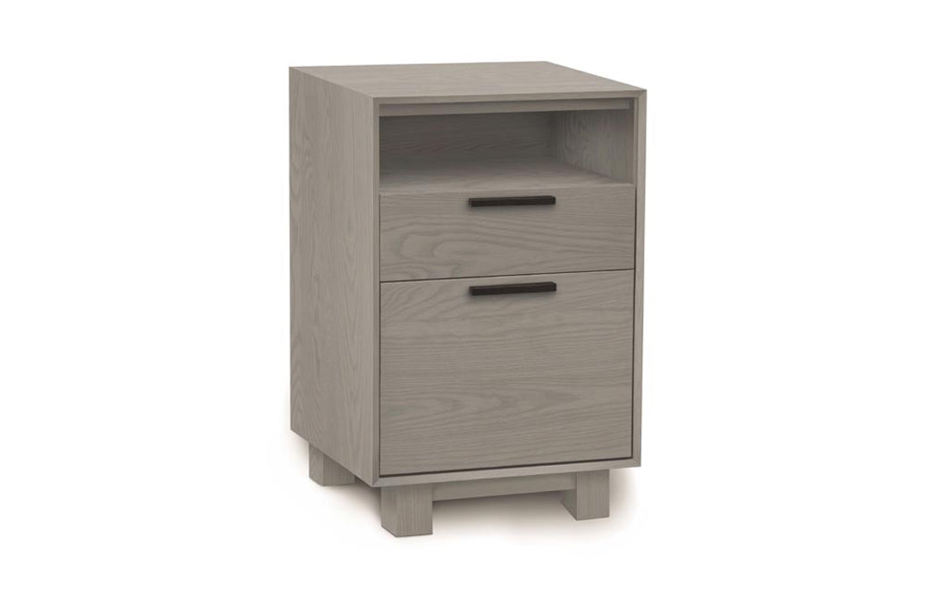 Linear Office File Storage by Copeland Furniture - Narrow File Storage with Cubby, Weathered Oak.