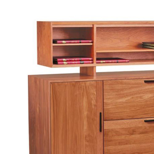 Linear Office Storage Organizer by Copeland Furniture, showing closeup view of linear office storage organizer.