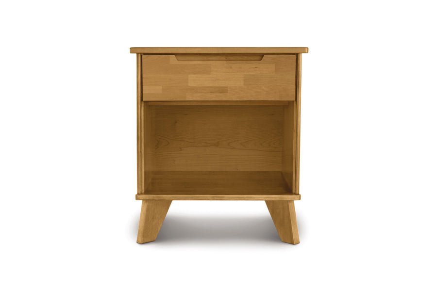 Linn Nightstand by Copeland Furniture, showing front view of linn nightstand in natural cherry.