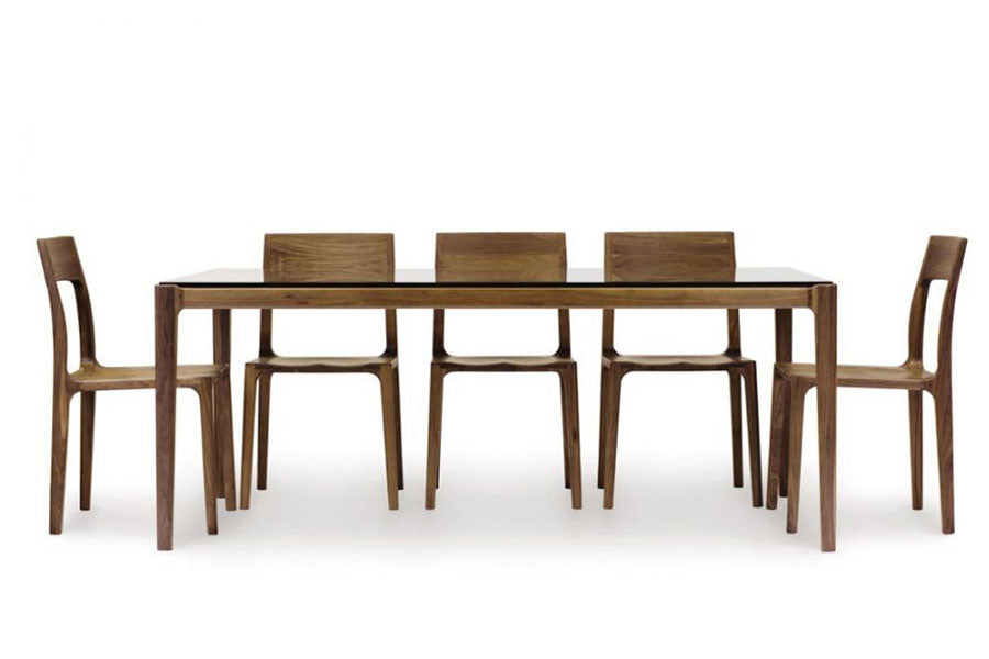 Lisse Glass Top Table by Copeland Furniture, showing lisse glass top table with chairs.
