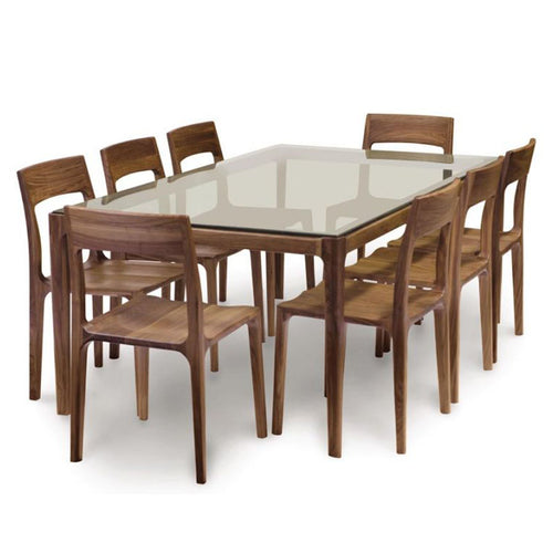 Lisse Glass Top Table by Copeland Furniture, showing lisse glass top table with chairs.