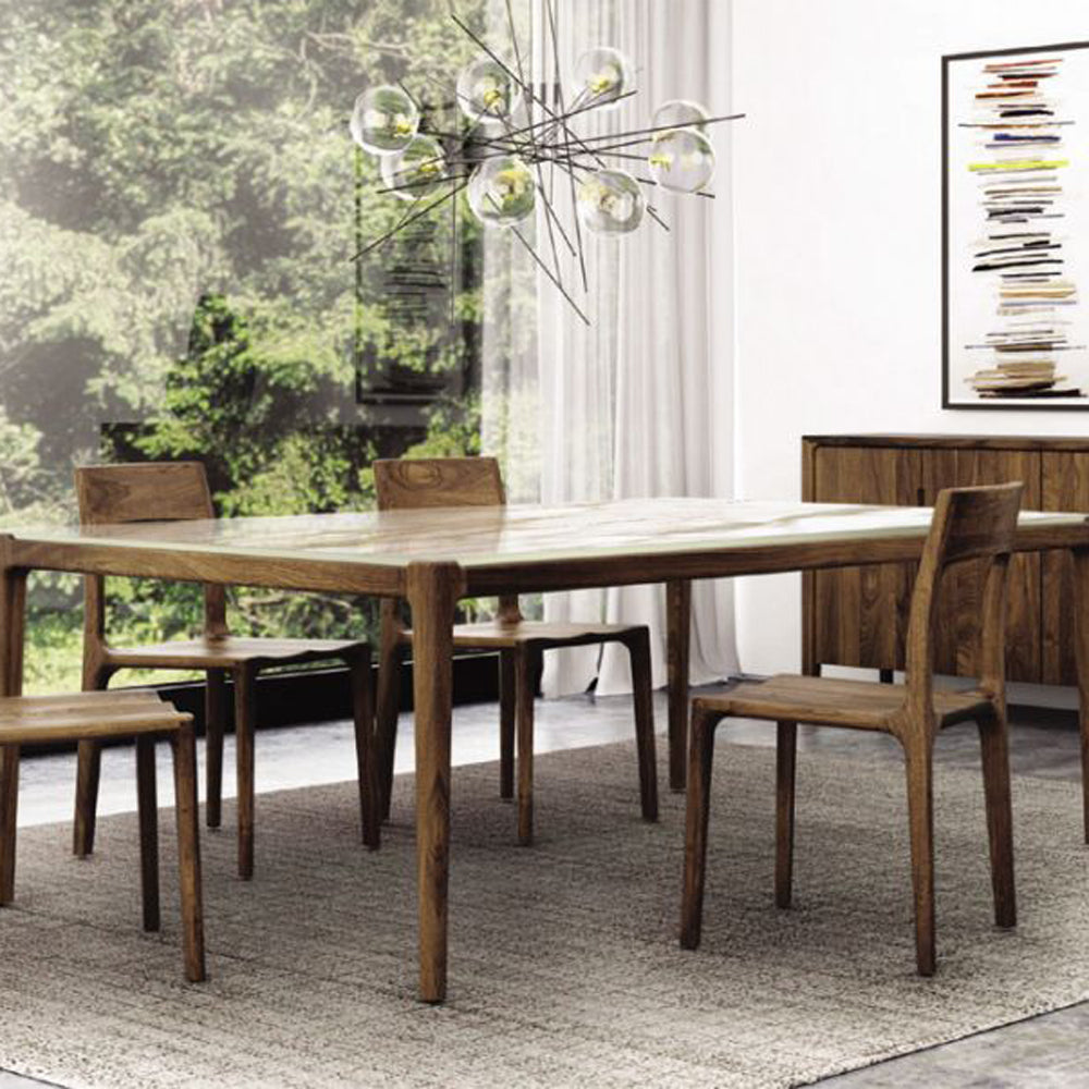 Lisse Sintered Stone Top Dining Table by Copeland Furniture, showing lisse sintered stone top dining table in live shot.