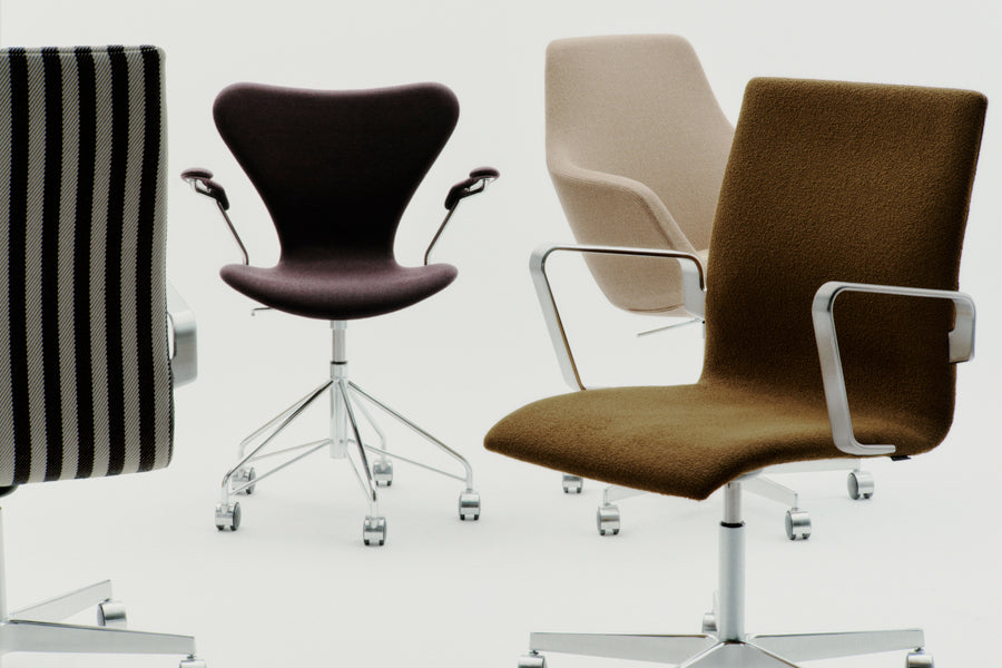 Little Giraffe Removable Cover Swivel Chair by Fritz Hansen, showing little giraffe removable cover swivel chair in live shot.