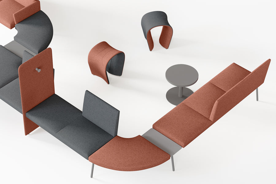 Loft Modular Seating System Pieces by B&T, showing closeup view of loft modular seating system pieces in live shot.