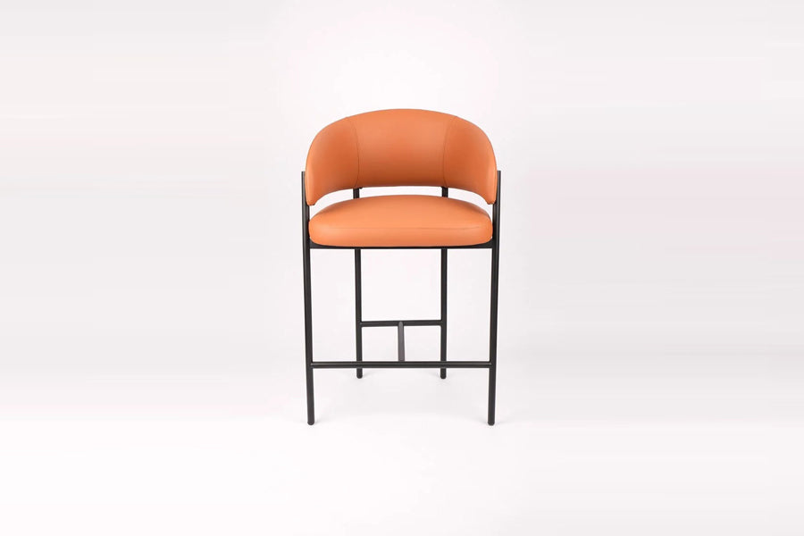Lorenzo Bar Stool by Kollektiff, showing front view of lorenzo bar stool in studio shot.