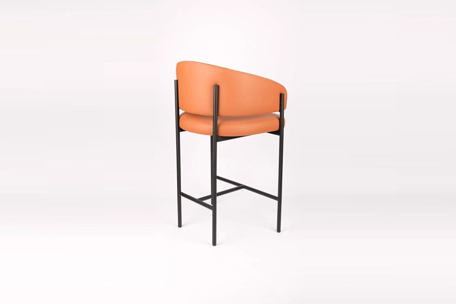 Lorenzo Bar Stool by Kollektiff, showing back view of lorenzo bar stool in studio shot.