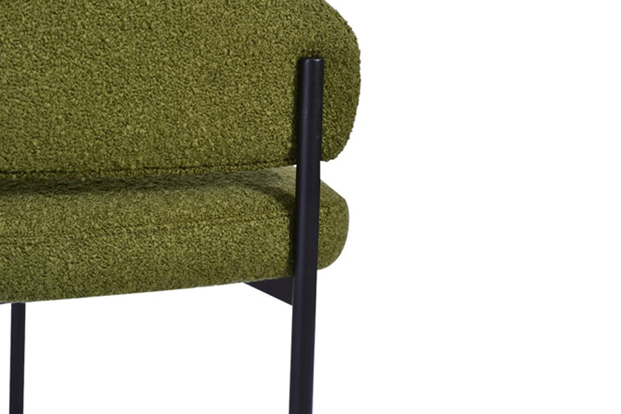 Lorenzo Lounge Chair by Kollektiff, showing closeup view of lorenzo lounge chair in graphite black ral 9011/com/col group.