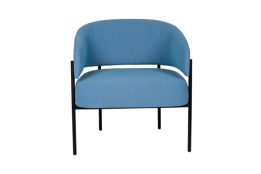 Lorenzo Lounge Chair by Kollektiff, showing front view of lorenzo lounge chair in graphite black ral 9011/com/col group.