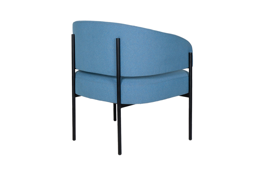 Lorenzo Lounge Chair by Kollektiff, showing side view of lorenzo lounge chair in graphite black ral 9011/com/col group.