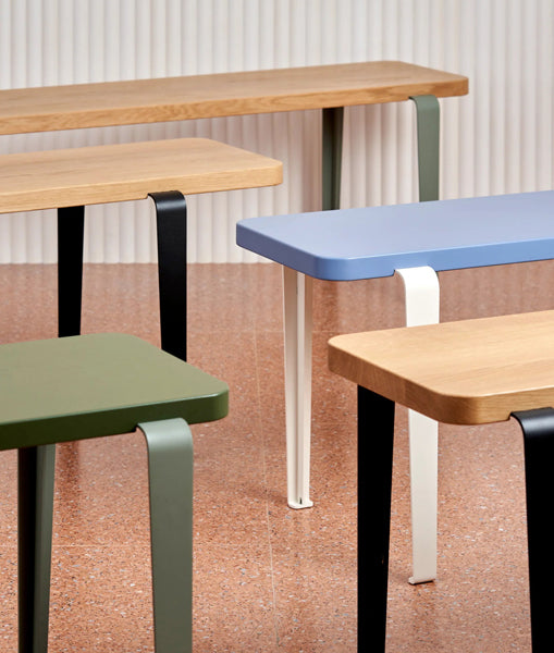 Lou Bench by TipToe, showing closeup view of lou benches in live shot.