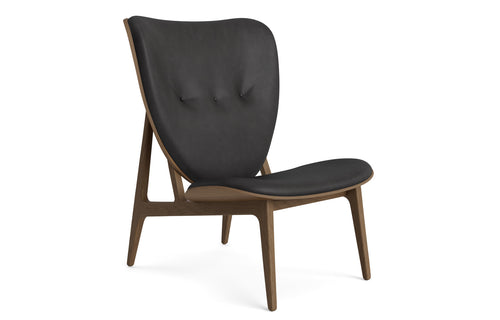 Elephant Leather Upholstery Lounge Chair and Ottoman by Norr11 - Lounge Chair, Dark Smoked Oak, Cat 3 Upholstery.