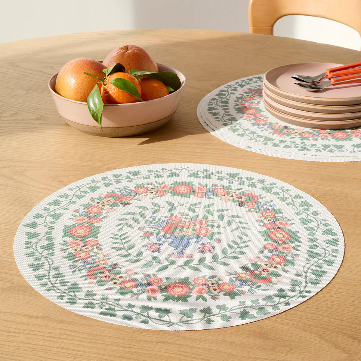 Ludington Placemat by Chilewich, showing ludington placemats in live shot.