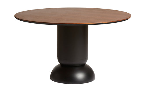 Ludo Dining Table by Woud - Matt Lacquered Walnut Wood/Black Painted Base.
