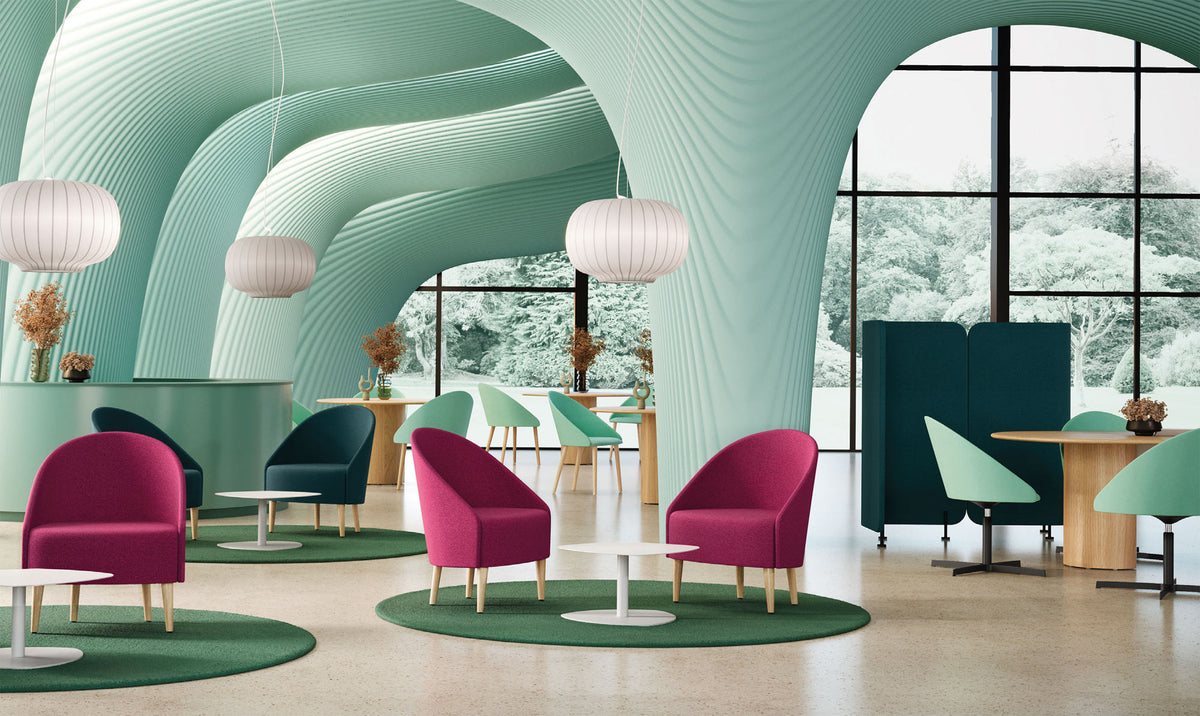 Luna Armchair by Kollektiff, showing luna armchairs in live shot.