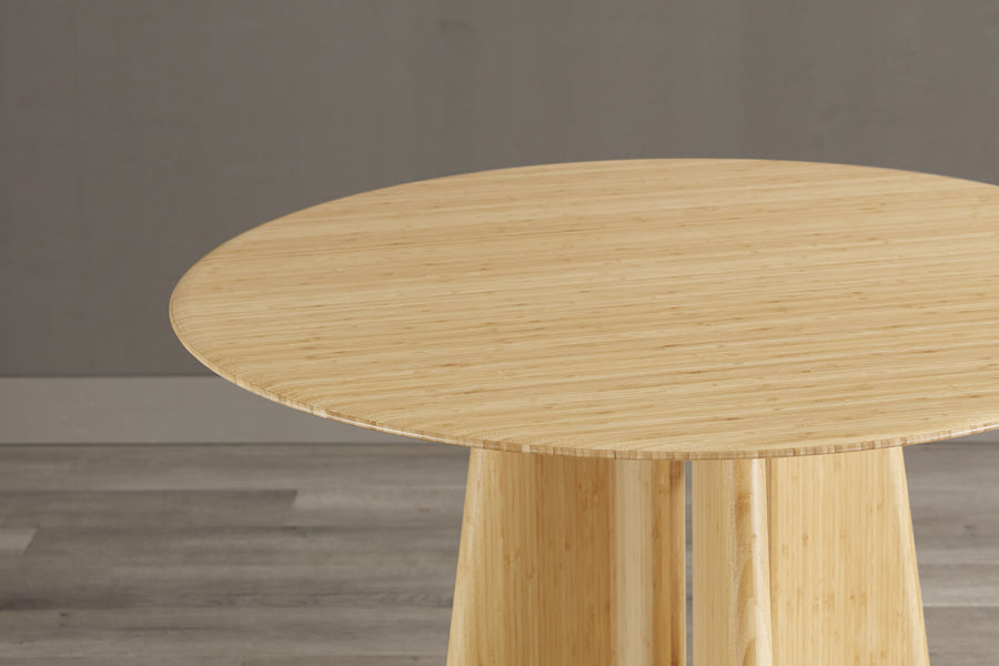 Luna Round Table by Greenington, showing closeup view of luna round table in live shot.