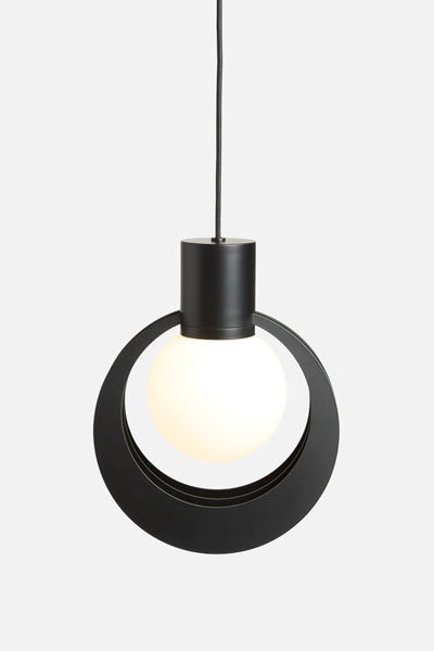 Lunar Pendant by Woud, showing lunar pendant in live shot.