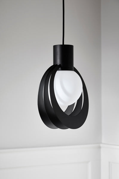 Lunar Pendant by Woud, showing lunar pendant in live shot.
