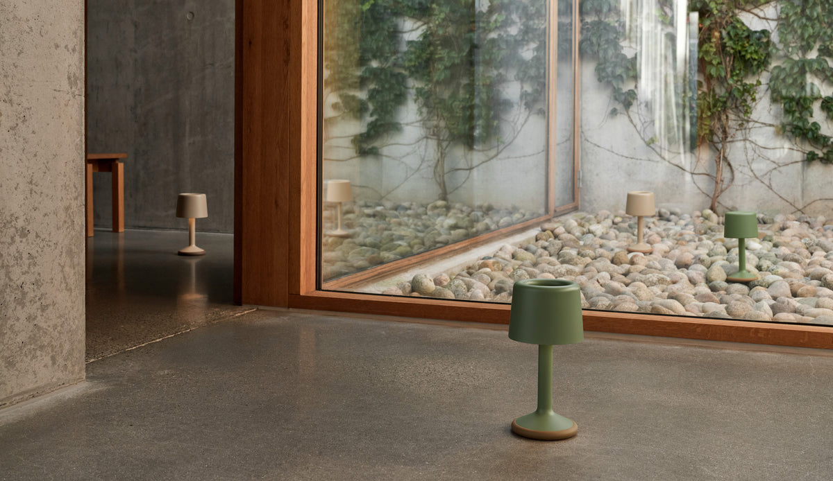 Luu Portable Lamp by Houe, showing luu portable lamps in live shot.