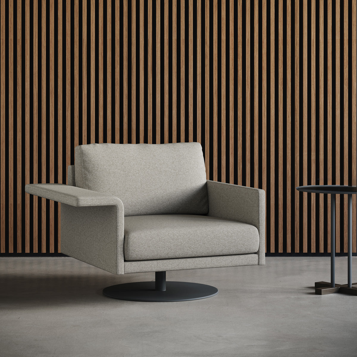 Mabel Comfort Swivel Lounge Chair by B&T, showing mabel comfort swivel lounge chair in live shot.