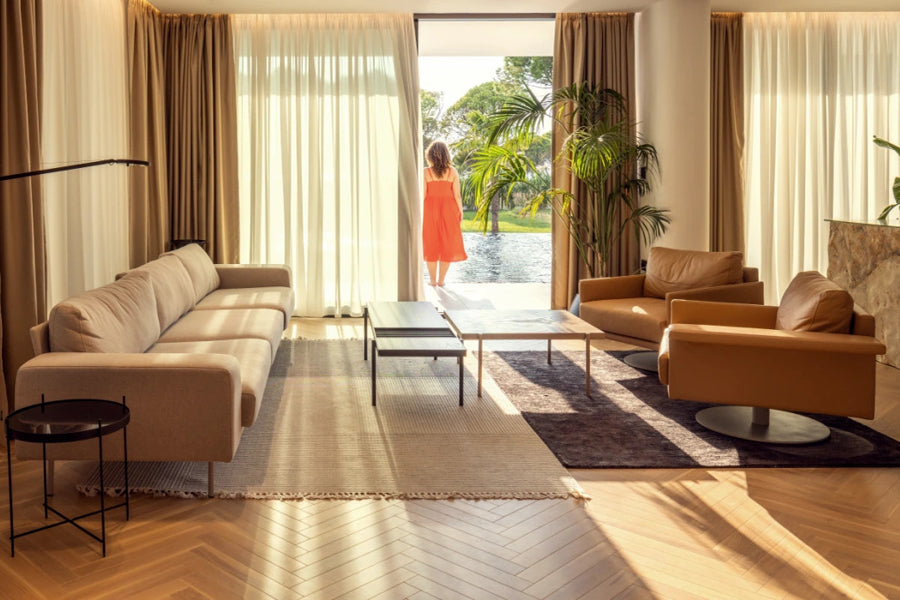Mabel Comfort Swivel Lounge Chair by B&T, showing mabel comfort swivel lounge chairs in live shot.