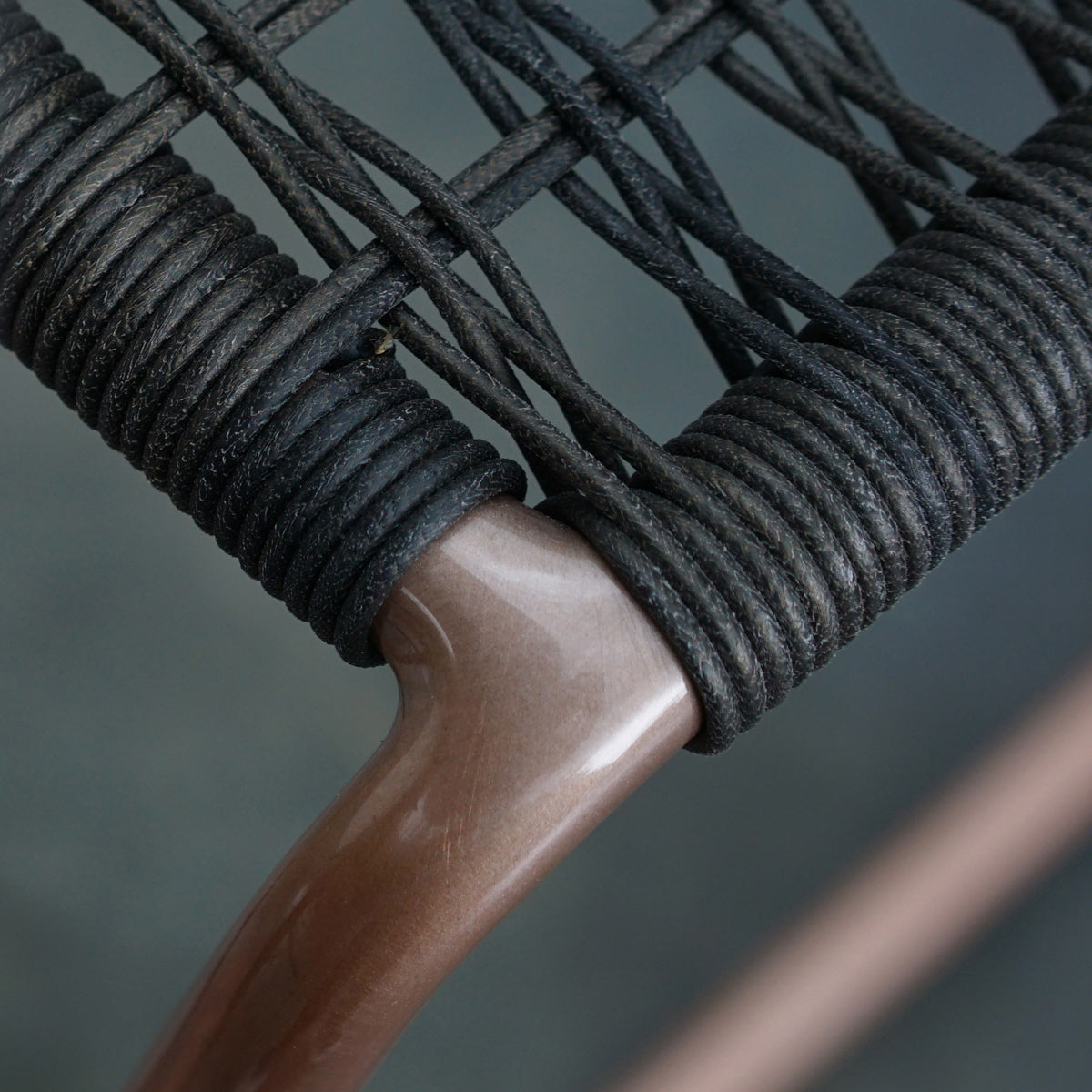Manda Aluminum Bar Armchair by Mamagreen, showing closeup view of manda aluminum bar armchair in live shot.