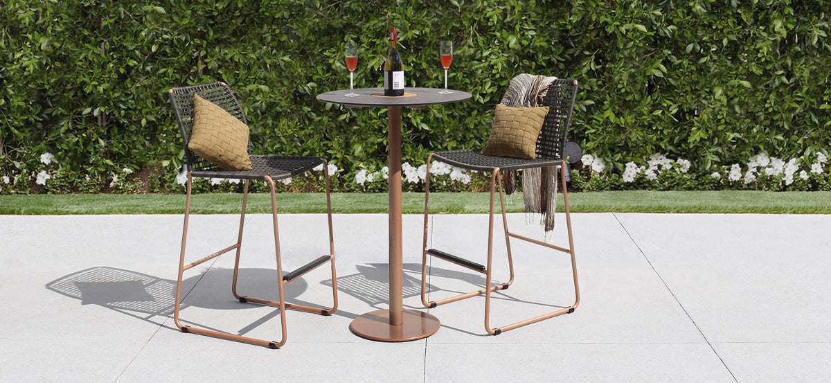 Manda Aluminum Bar Side Chair by Mamagreen, showing manda aluminum bar side chairs in live shot.