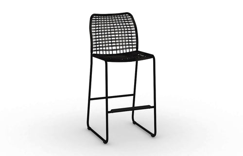 Manda Aluminum Bar Side Chair by Mamagreen - Black Sand Aluminum, Amazon Round Wicker.