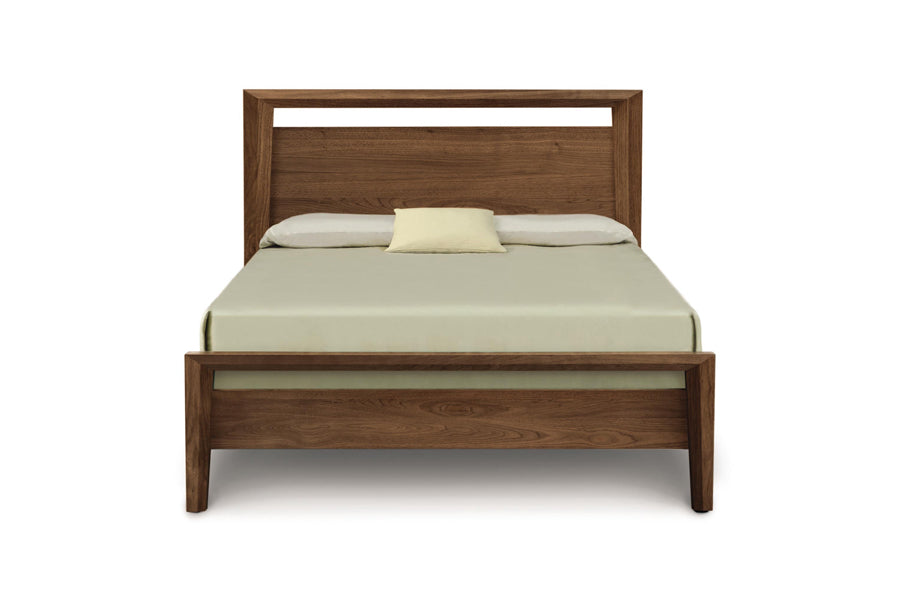 Mansfield Bedroom Collection by Copeland Furniture, showing front view of mansfield bedroom collection in 49" high/bed/natural walnut.