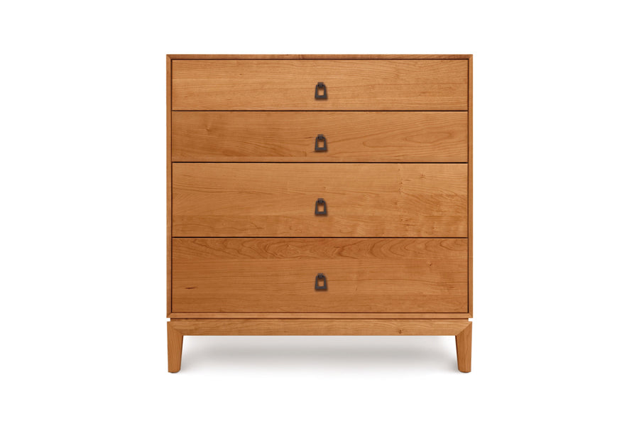 Mansfield Dresser by Copeland Furniture, showing front view of mansfield dresser in 4 drawer dresser/natural cherry.