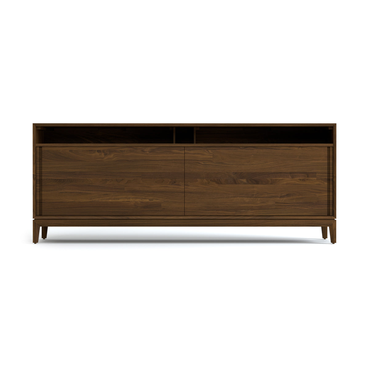 Mansfield Media 2 Doors Cabinet by Copeland Furniture, showing front view of mansfield media 2 doors cabinet in 79" high/natural walnut.