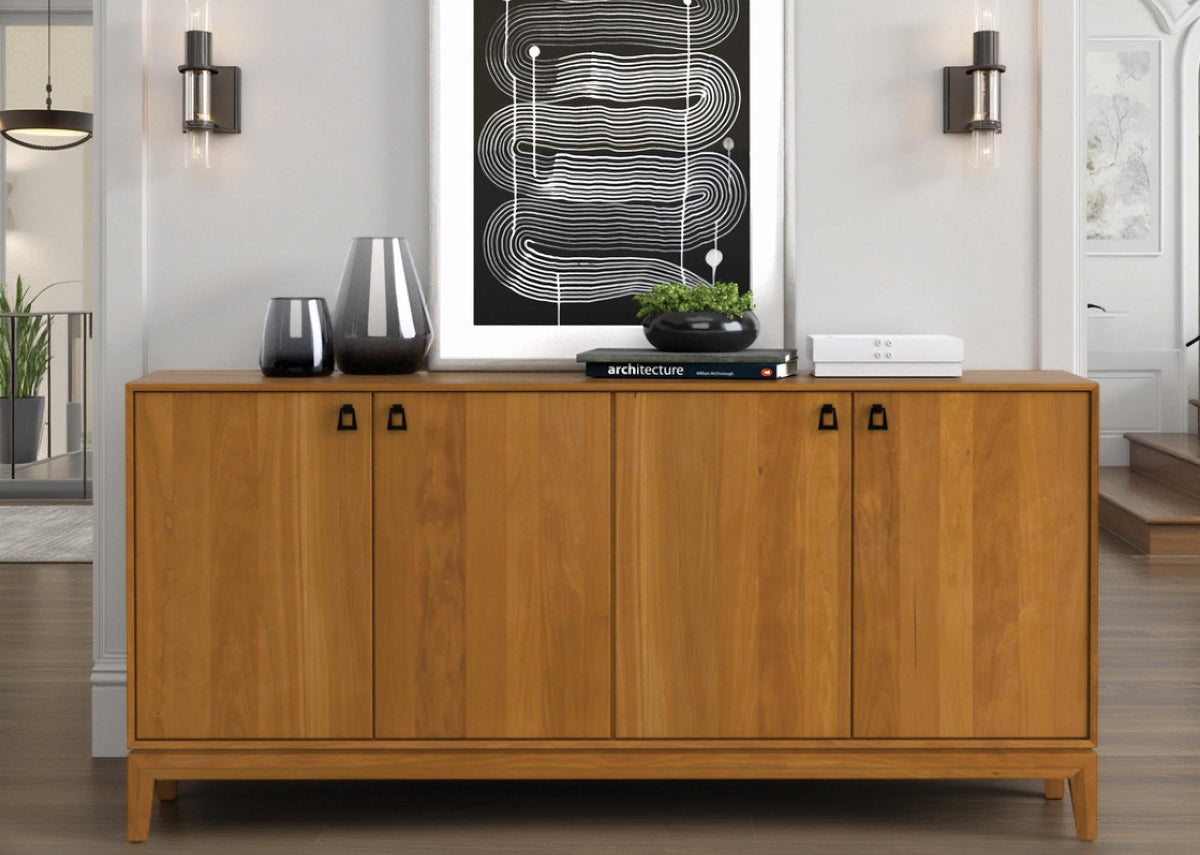 Mansfield 4 Doors Storage Console by Copeland Furniture, showing mansfield 4 doors storage console in live shot.