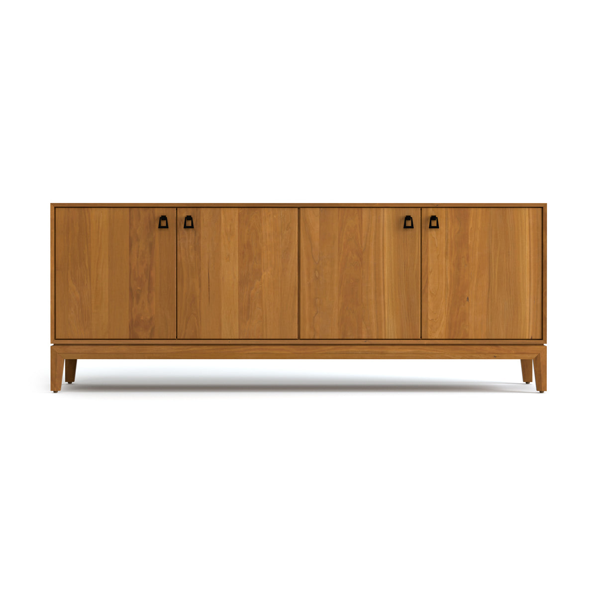 Mansfield 4 Doors Storage Console by Copeland Furniture, showing front view of mansfield 4 doors storage console in 66" low/natural cherry.