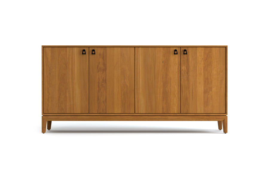 Mansfield 4 Doors Storage Console by Copeland Furniture, showing front view of mansfield 4 doors storage console in 66" high/natural cherry.