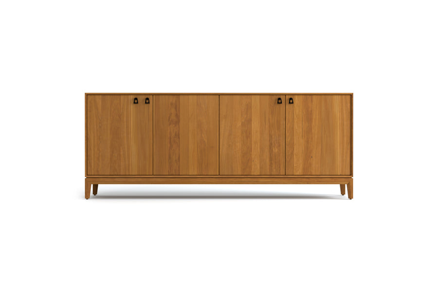 Mansfield 4 Doors Storage Console by Copeland Furniture, showing front view of mansfield 4 doors storage console in 79" high/natural cherry.