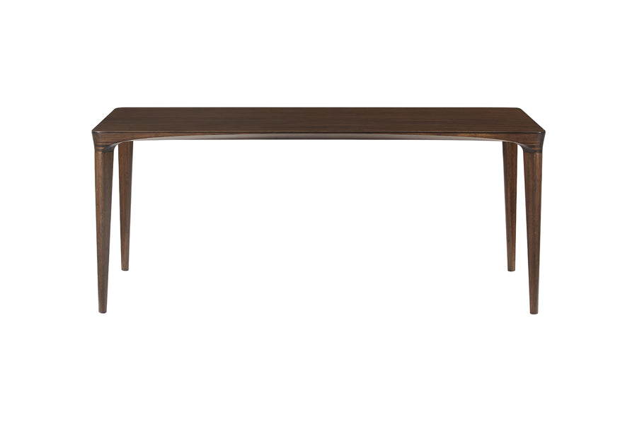 Marseilles Dining Table by Greenington, showing front view of marseilles dining table in medium/black walnut.