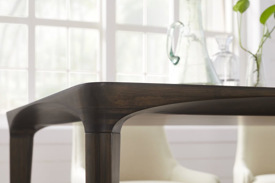 Marseilles Dining Table by Greenington, showing closeup view of marseilles dining table in live shot.