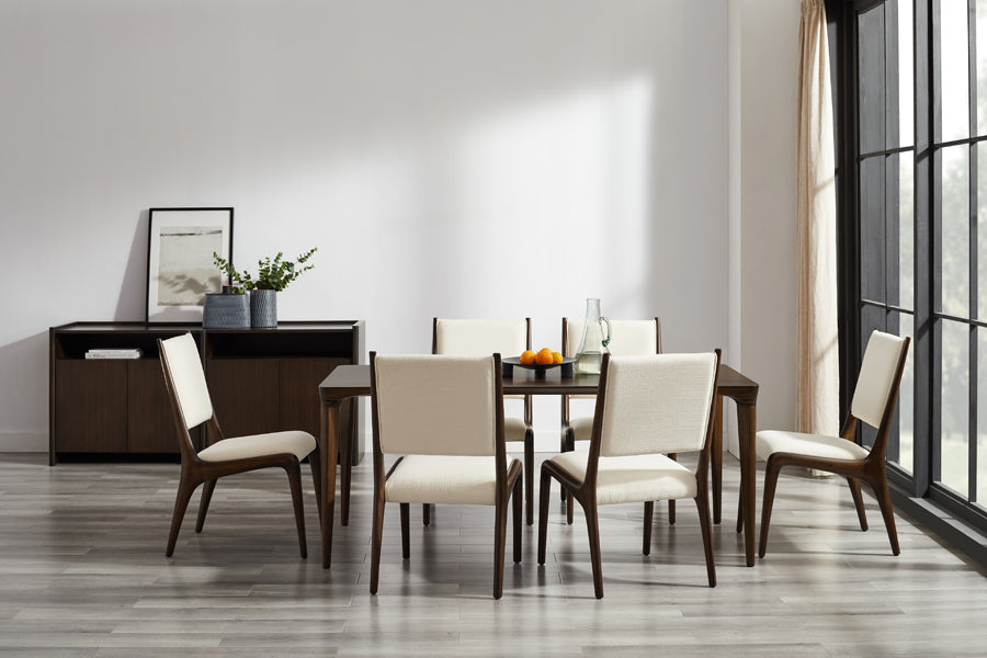 Marseilles Dining Table by Greenington, showing marseilles dining table in live shot.