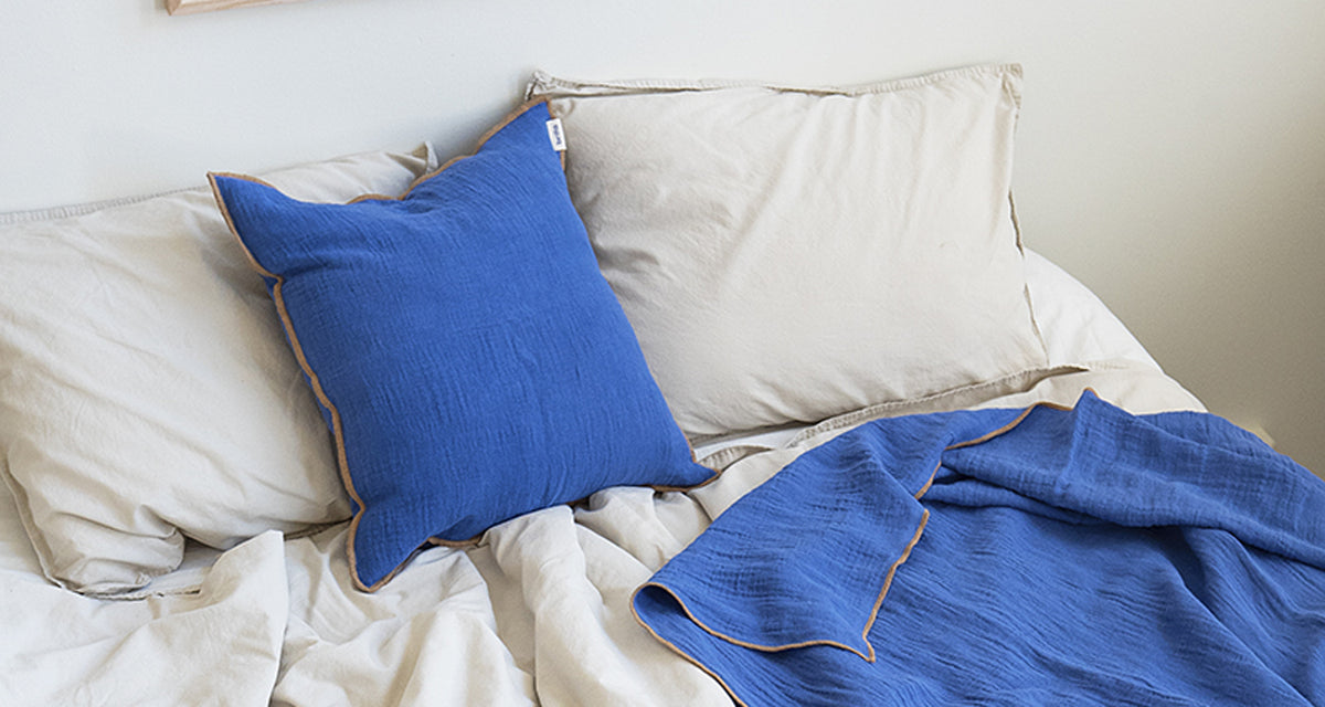 Marta Wool Blanket by Brita, showing marta wool blanket in live shot.