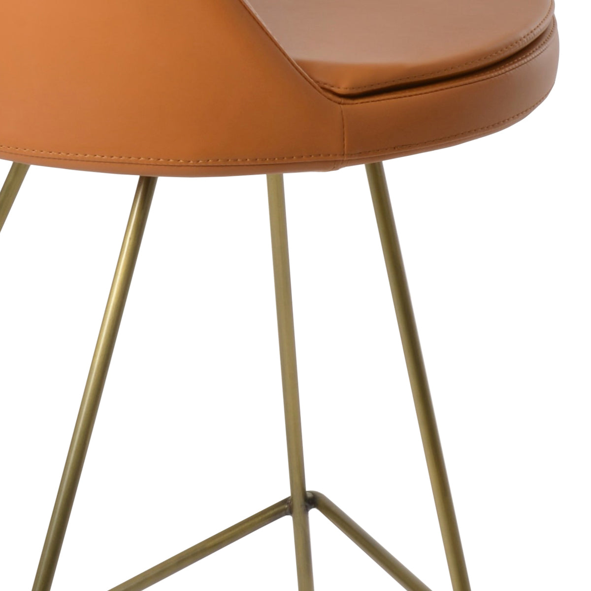 Martini Cat-Wire Stool by SohoConcept, showing closeup view of martini cat-wire stool in bar/brass/caramel ppm.