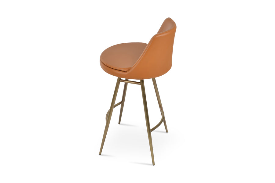 Martini Galata Stool by SohoConcept, showing side view of martini galata stool in bar/brass/caramel ppm.