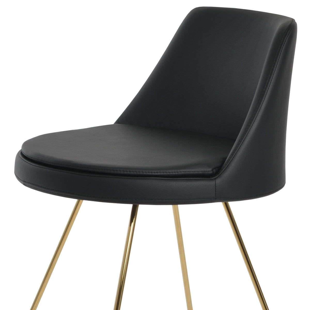 Martini Wire Stool by SohoConcept, showing closeup view of martini wire stool in counter/gold wire/black-a ppm.