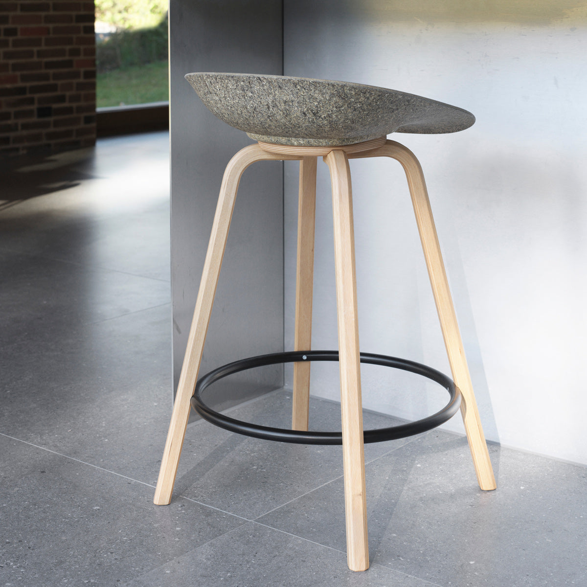 Mat 29.5" Barstool by Normann Copenhagen, showing mat 29.5" barstool in live shot.