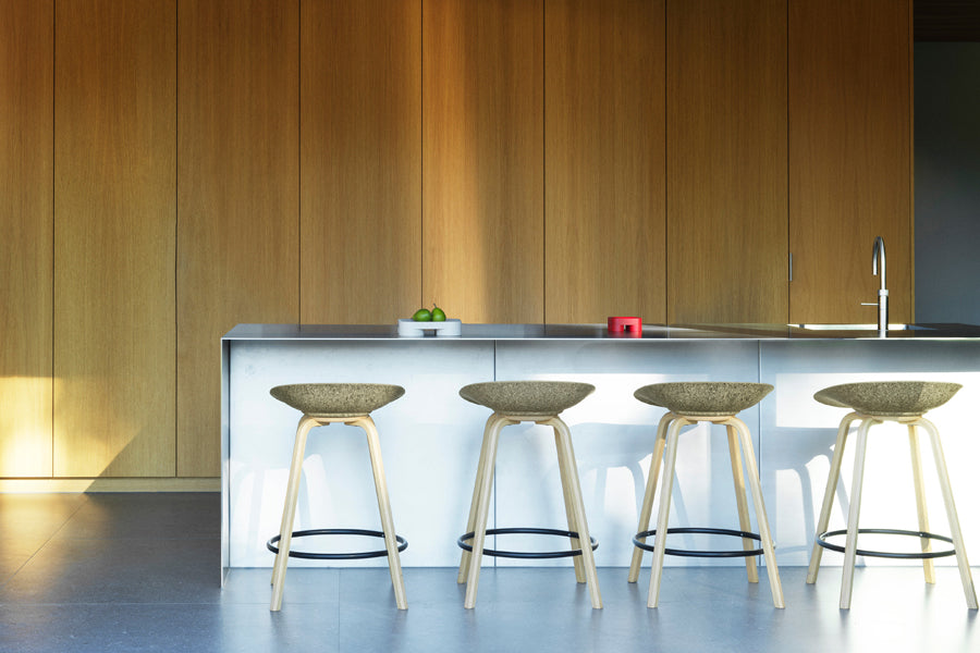 Mat 29.5" Barstool by Normann Copenhagen, showing mat 29.5" barstools in live shot.